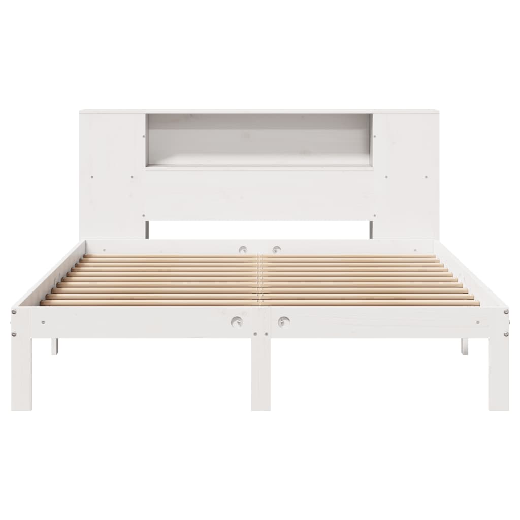 seng med reol uden madras 140x190 cm massivt fyrretræ hvid