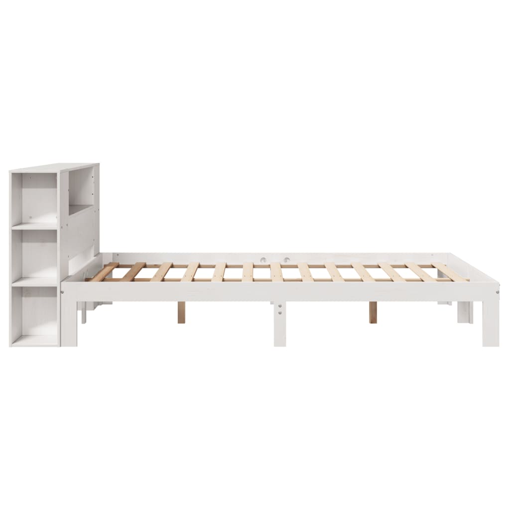 seng med reol uden madras 140x190 cm massivt fyrretræ hvid