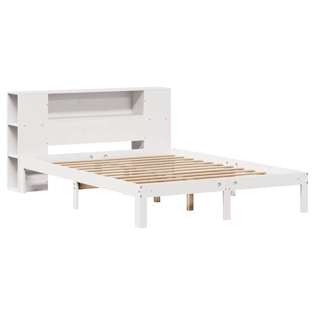 seng med reol uden madras 140x200 cm massivt fyrretræ hvid