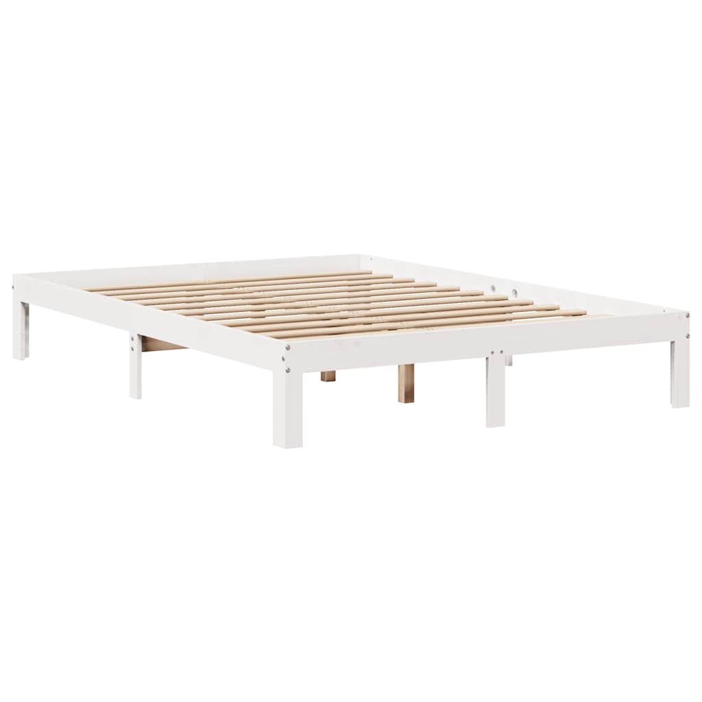 seng med reol uden madras 140x200 cm massivt fyrretræ hvid