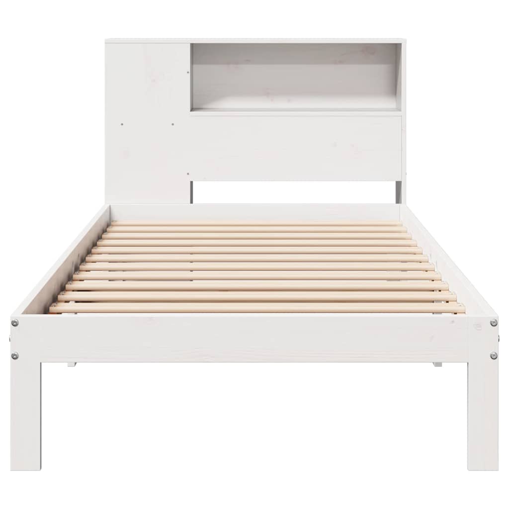 seng med reol uden madras 75x190 cm massivt fyrretræ hvid