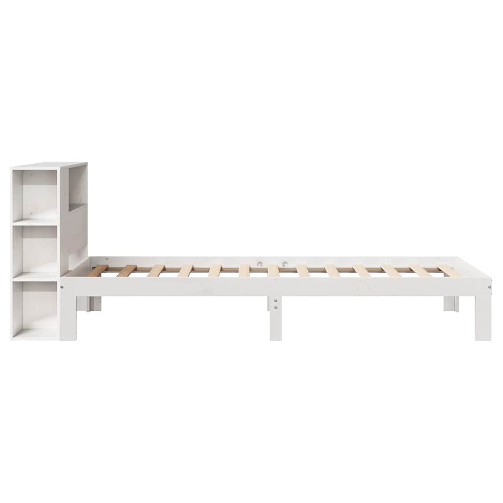 seng med reol uden madras 75x190 cm massivt fyrretræ hvid