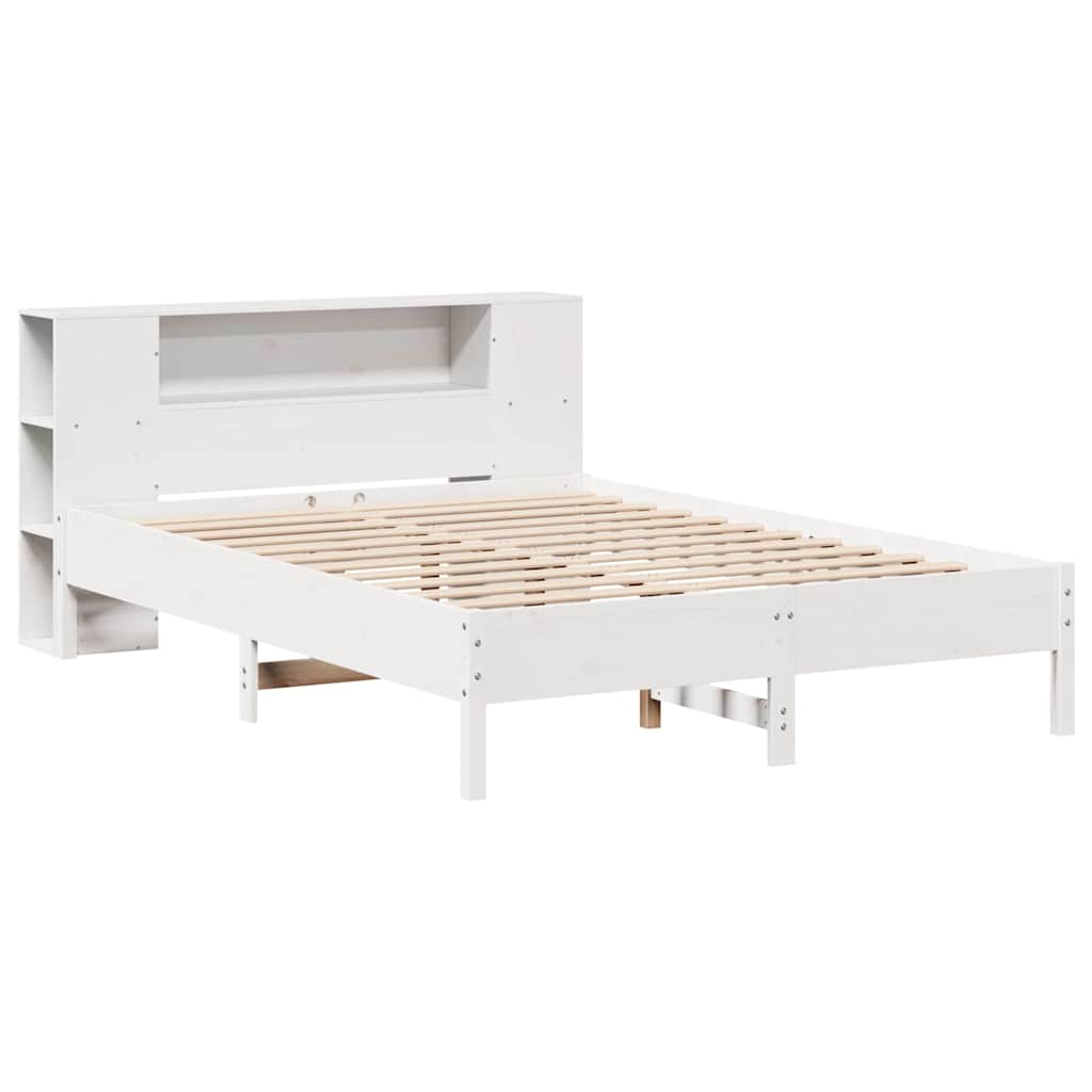 seng med reol uden madras 140x200 cm massivt fyrretræ hvid