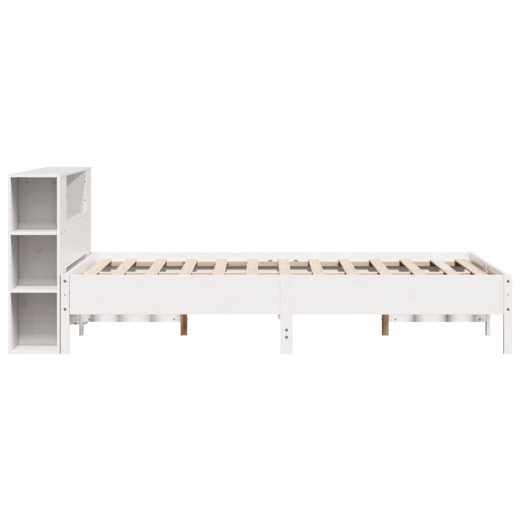 seng med reol uden madras 140x200 cm massivt fyrretræ hvid