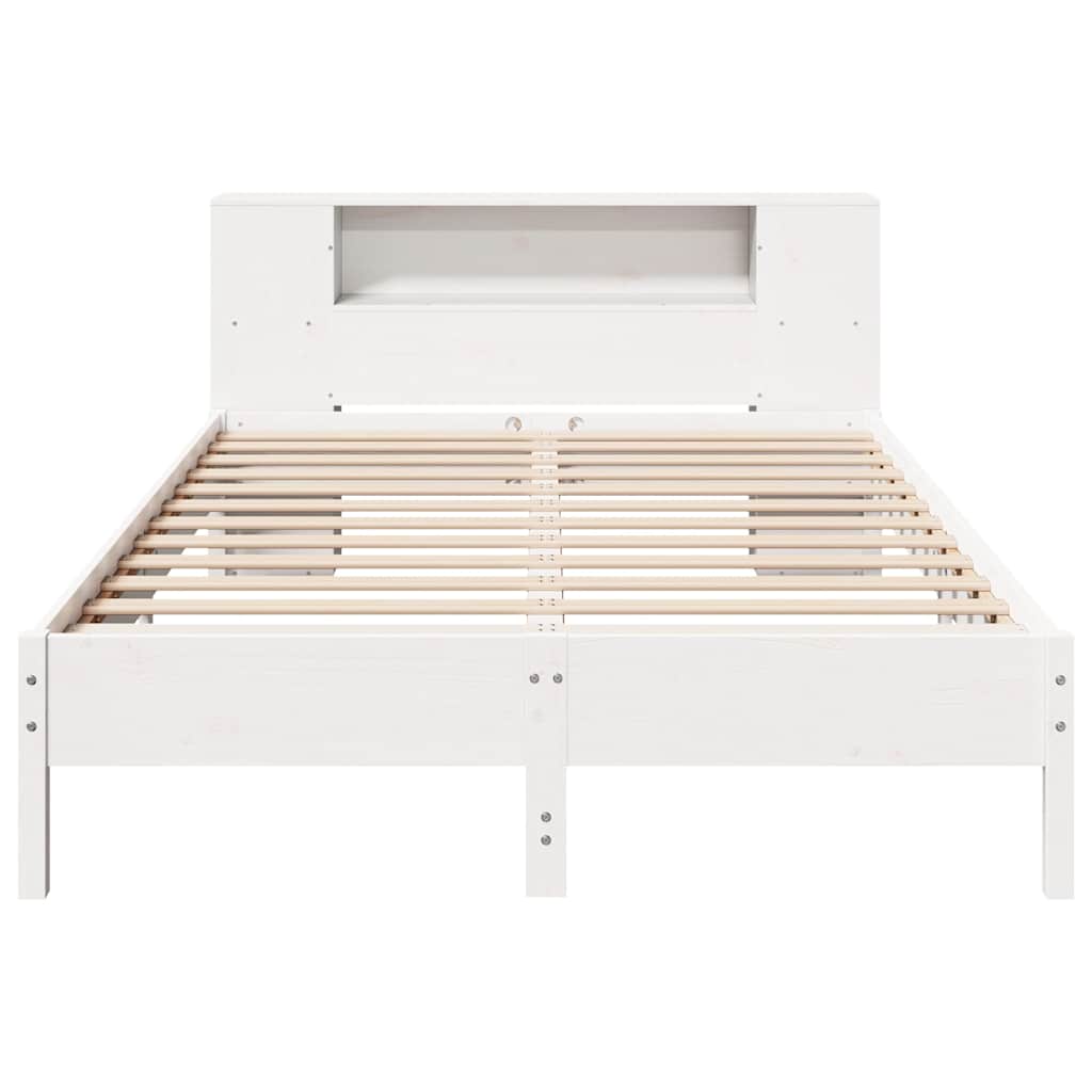 seng med reol uden madras 140x190 cm massivt fyrretræ hvid