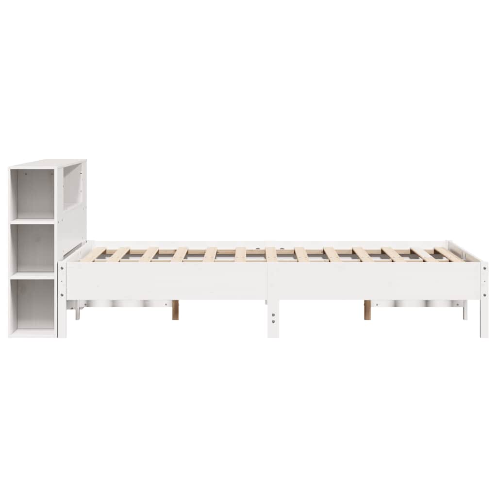 seng med reol uden madras 140x190 cm massivt fyrretræ hvid