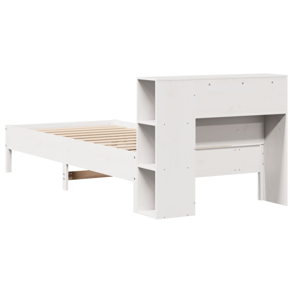 seng med reol uden madras 75x190 cm massivt fyrretræ hvid