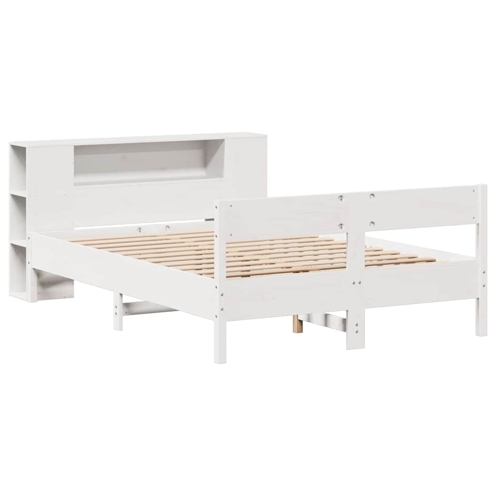 seng med reol uden madras 140x200 cm massivt fyrretræ hvid