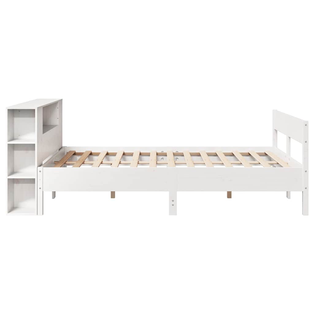 seng med reol uden madras 140x200 cm massivt fyrretræ hvid