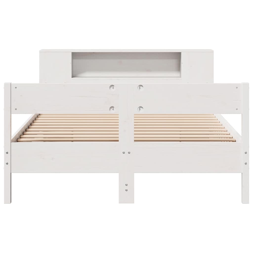 seng med reol uden madras 140x190 cm massivt fyrretræ hvid