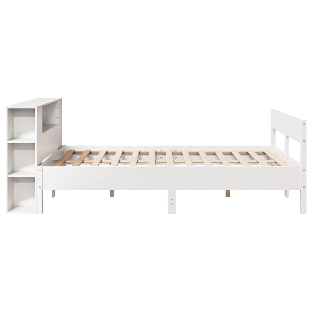 seng med reol uden madras 140x190 cm massivt fyrretræ hvid