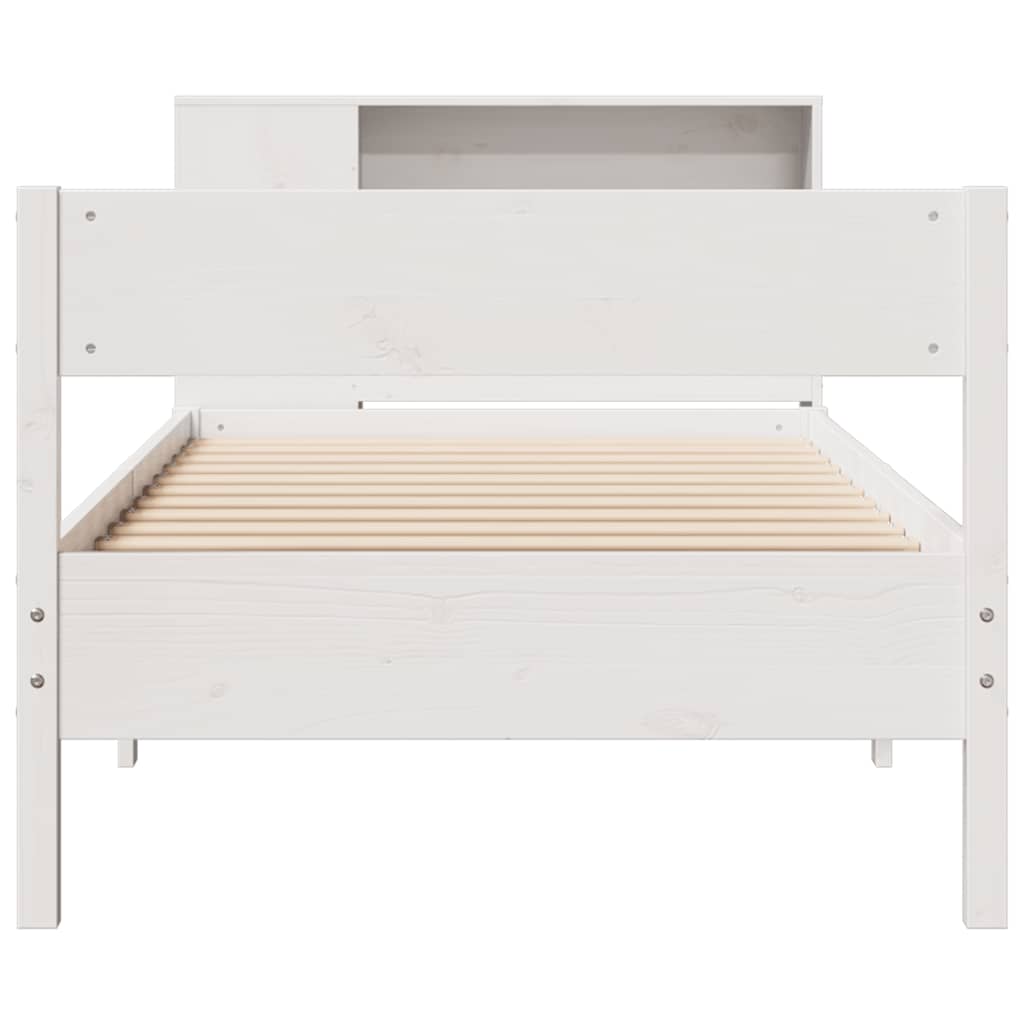 seng med reol uden madras 75x190 cm massivt fyrretræ hvid