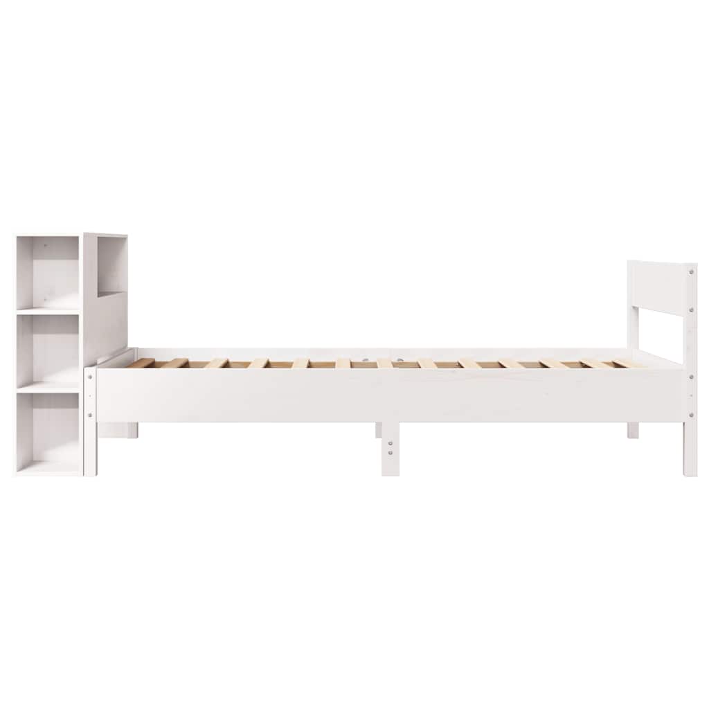 seng med reol uden madras 75x190 cm massivt fyrretræ hvid