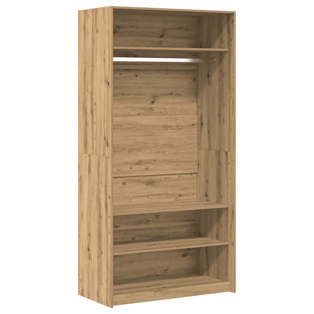 klædeskab 100x50x200 cm konstrueret træ egetræslook