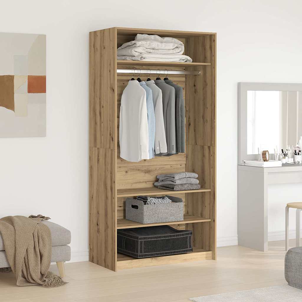 klædeskab 100x50x200 cm konstrueret træ egetræslook