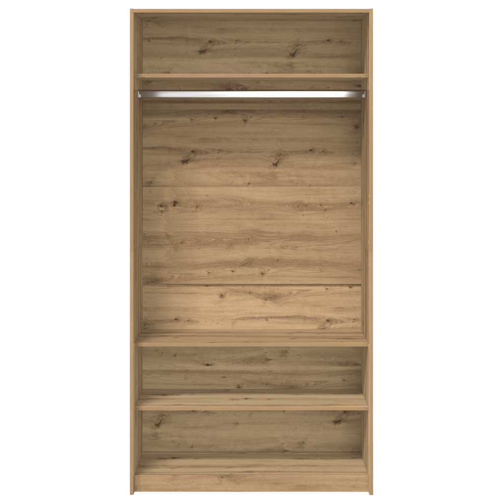 klædeskab 100x50x200 cm konstrueret træ egetræslook