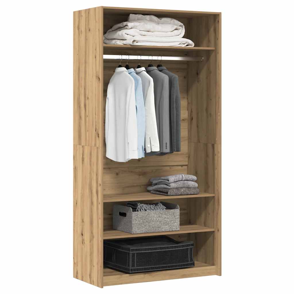 klædeskab 100x50x200 cm konstrueret træ egetræslook