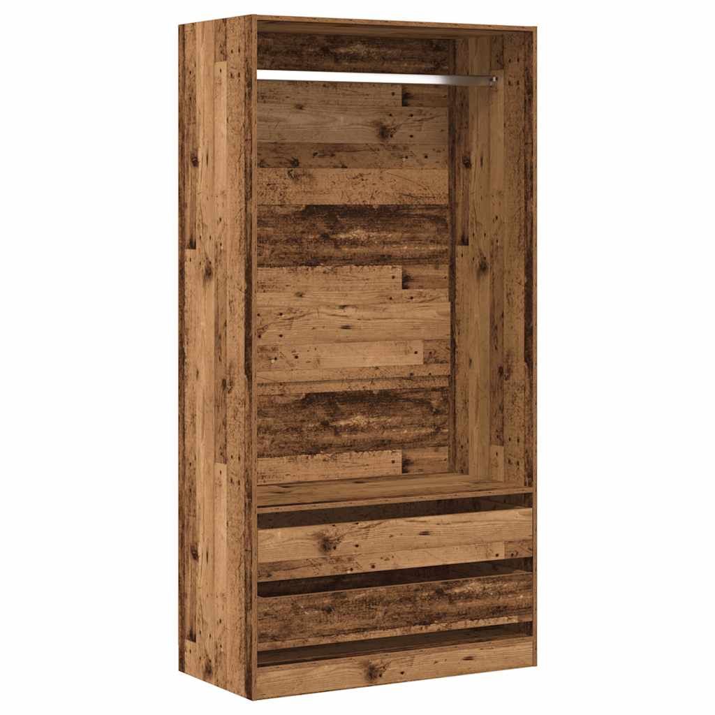 klædeskab 100x50x200 cm konstrueret træ gammelt trælook