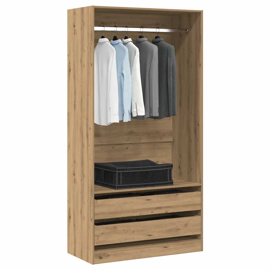 klædeskab 100x50x200 cm konstrueret træ egetræslook