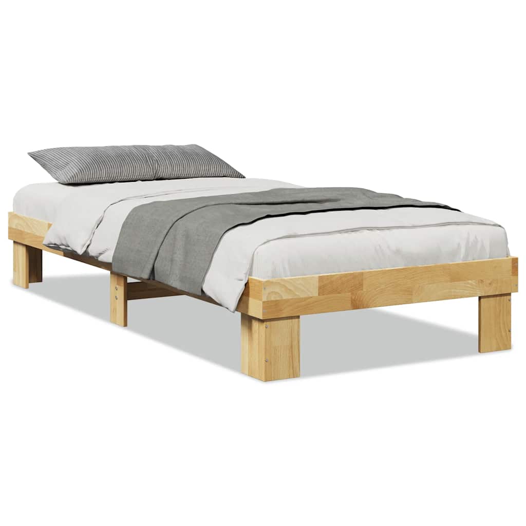 Sengeramme uden madras 75x190 cm Massivt træ Eg