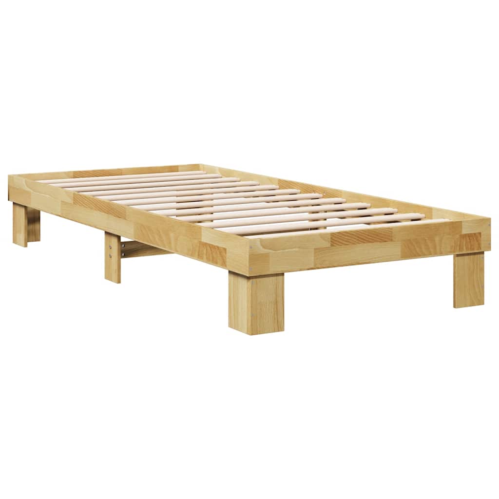 Sengeramme uden madras 75x190 cm Massivt træ Eg