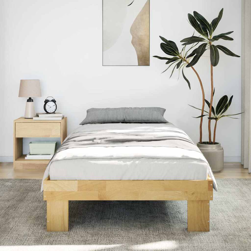Sengeramme uden madras 75x190 cm Massivt træ Eg