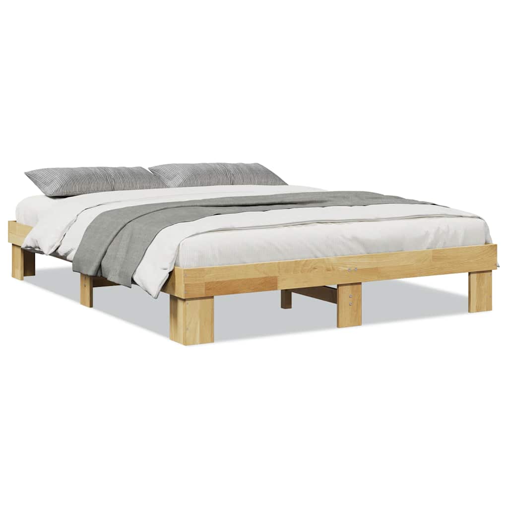 sengestel uden madras 135x190 cm massivt træ eg
