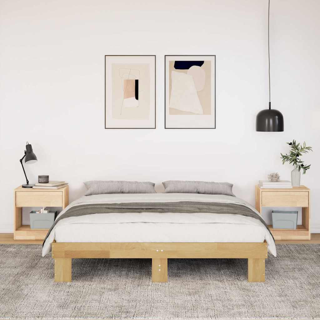 sengestel uden madras 135x190 cm massivt træ eg