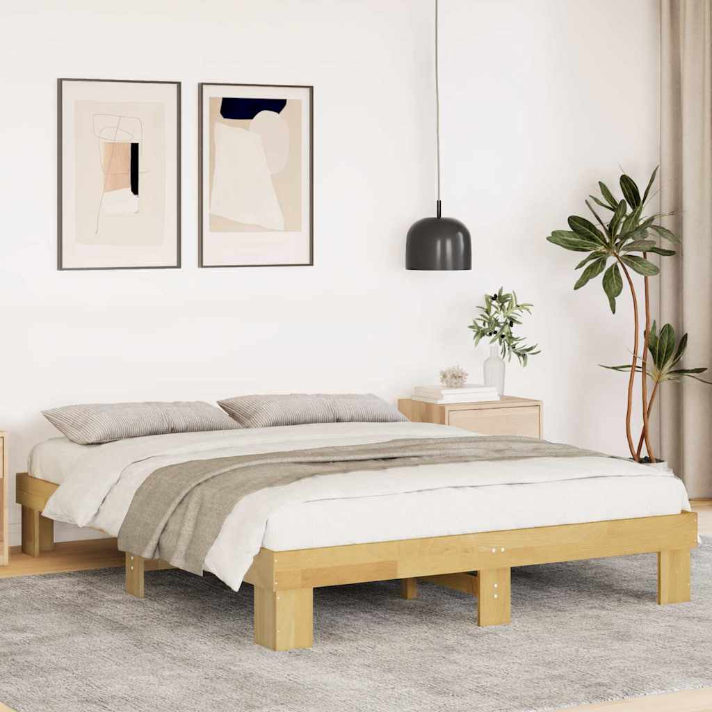 sengestel uden madras 135x190 cm massivt træ eg