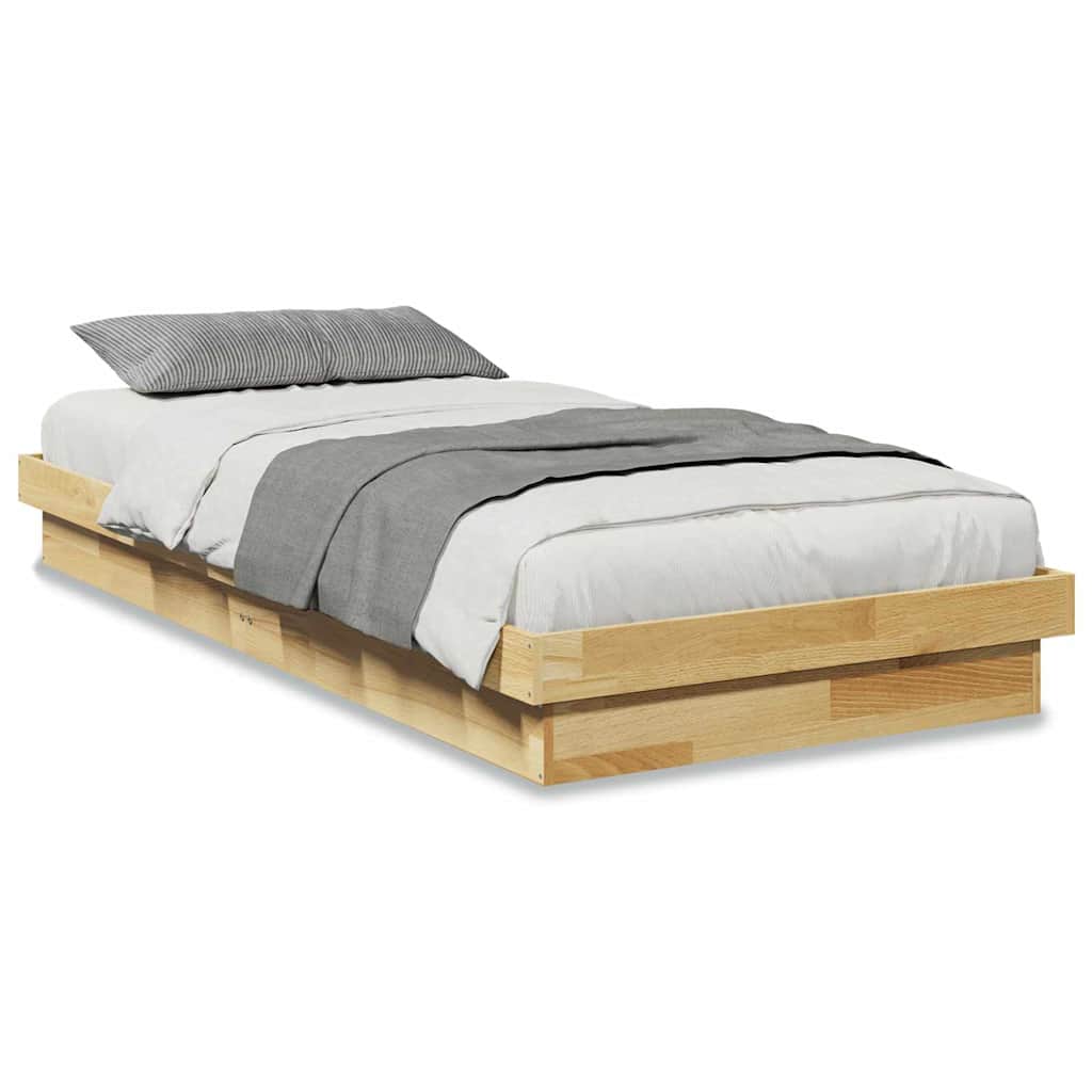 Sengeramme uden madras 75x190 cm Massivt træ Eg