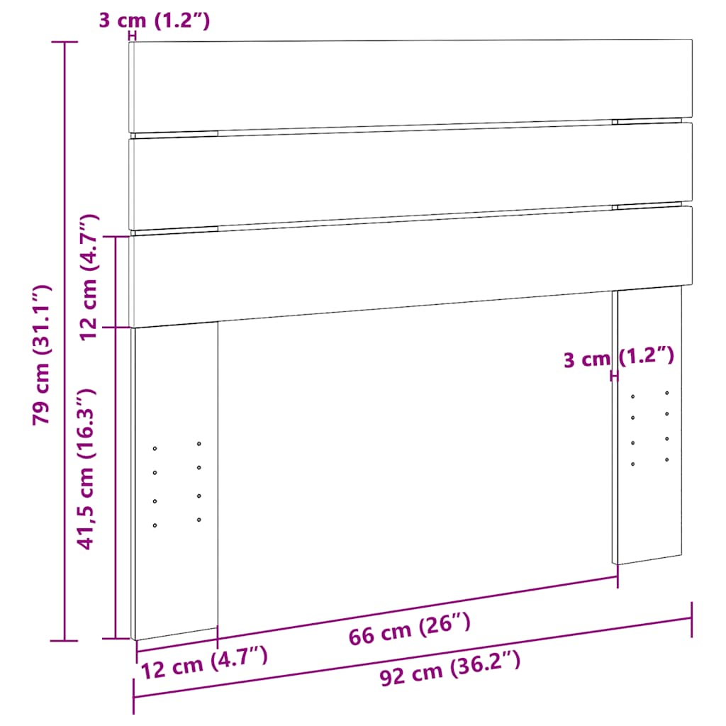 sengegavl 90 cm massivt træ eg