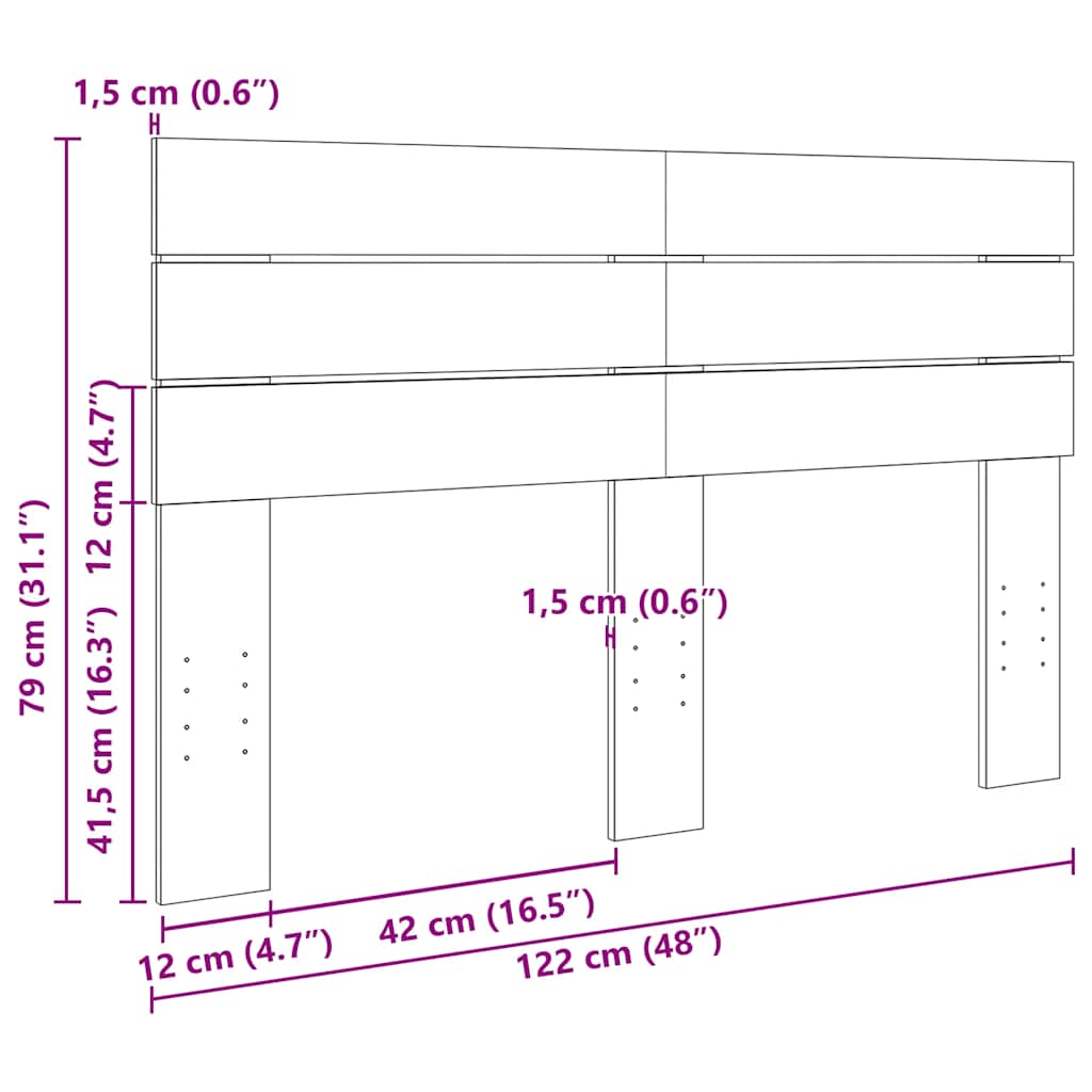 sengegavl 120 cm massivt træ eg