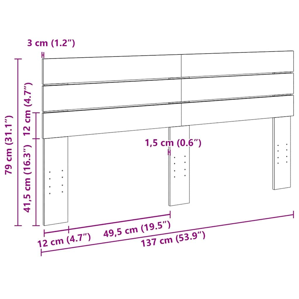 sengegavl 135 cm massivt træ egetræ