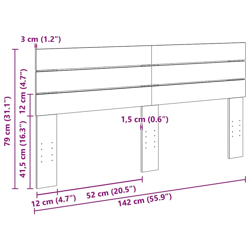 sengegavl 140 cm massivt træ eg