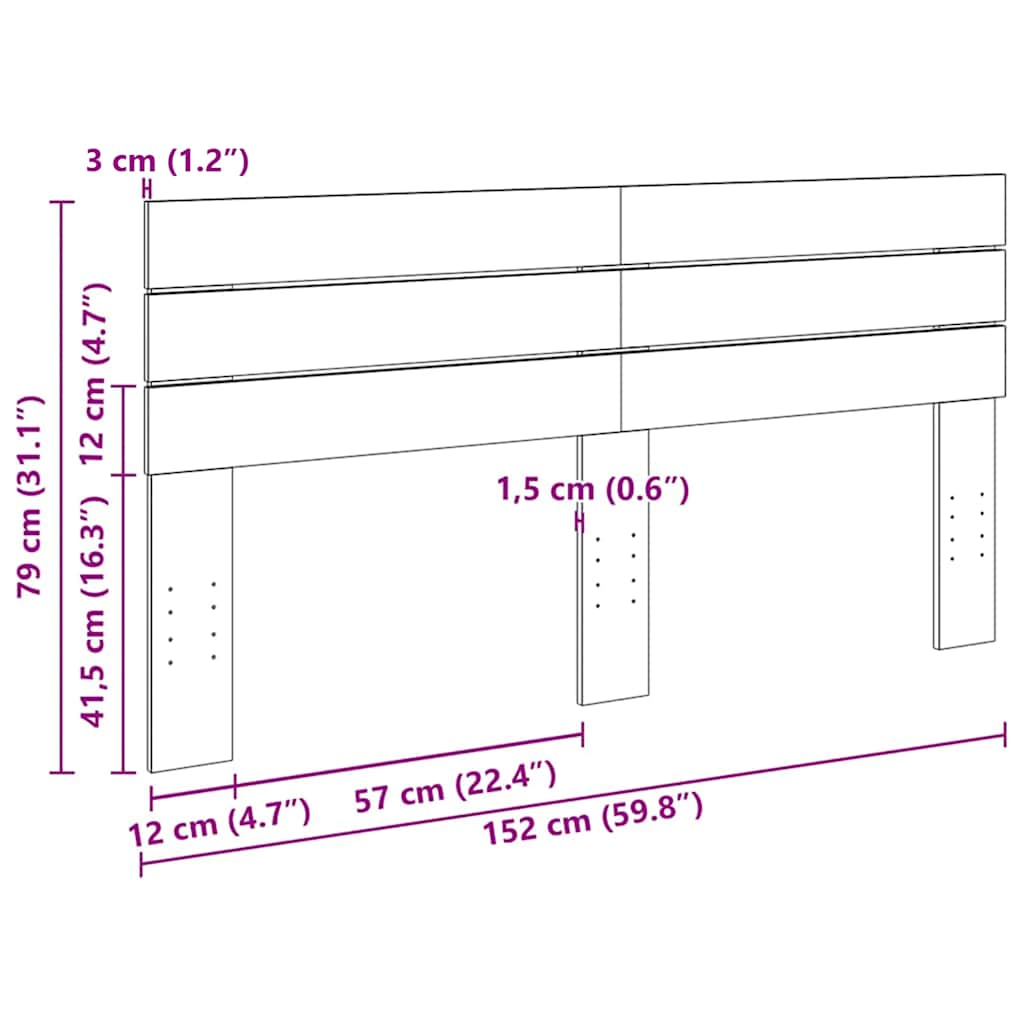 sengegavl 150 cm massivt træ eg