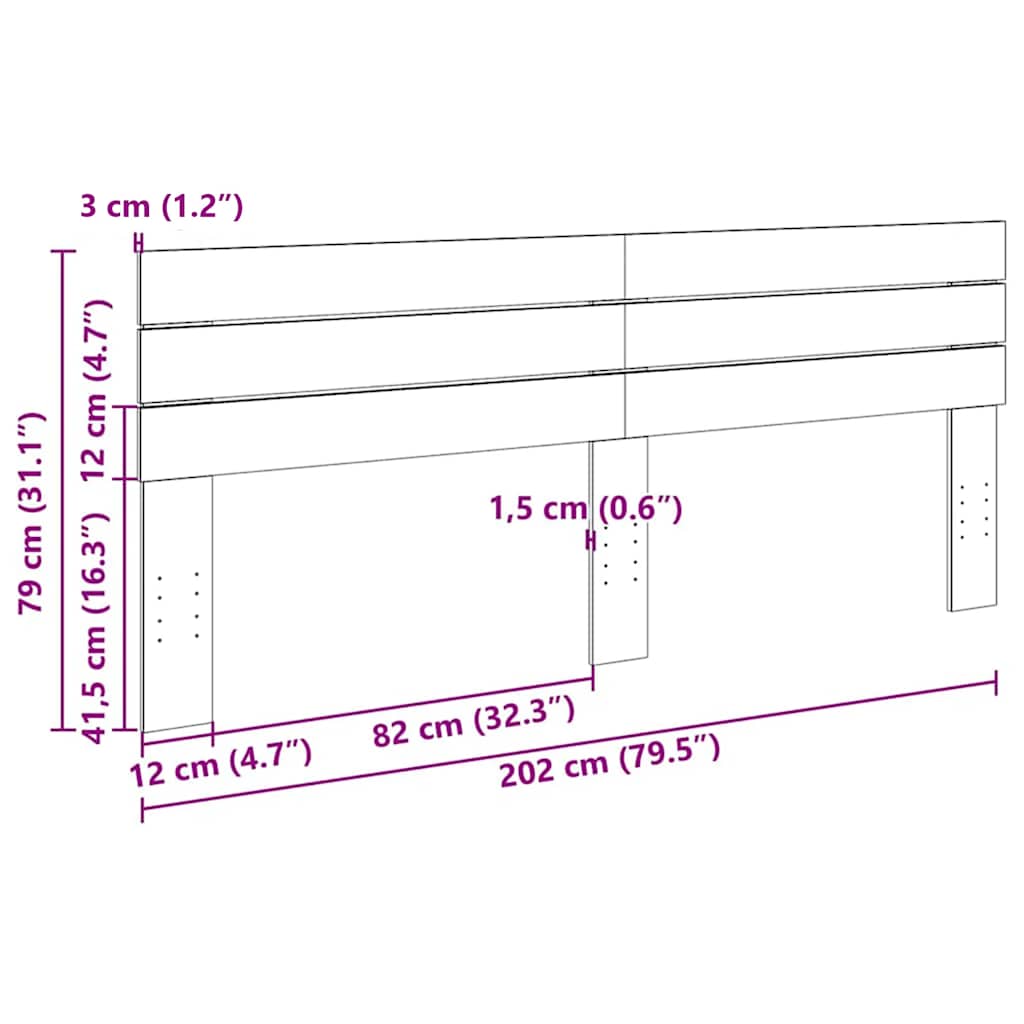 sengegavl 200 cm massivt træ eg
