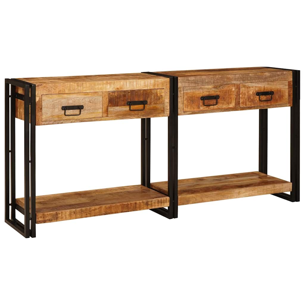 Konsolborde 2 stk. Brun 161 x 33 x 75 cm Massivt mangotræ