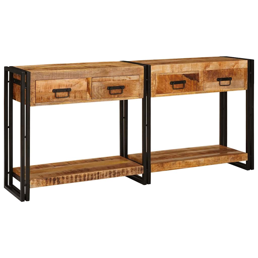 Konsolborde 2 stk. Brun 161 x 33 x 75 cm Massivt mangotræ