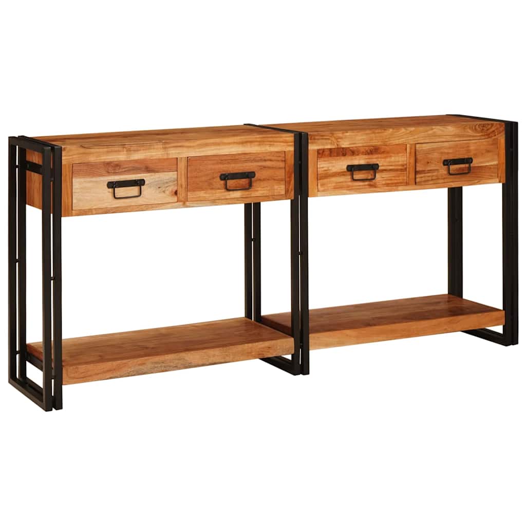 Konsolborde 2 stk. Brun 161 x 33 x 75 cm Massivt Akacietræ