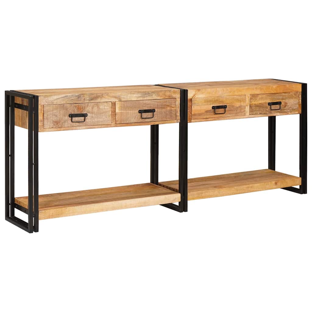Konsolborde 2 stk. Brun 200 x 33 x 75 cm Massivt mangotræ