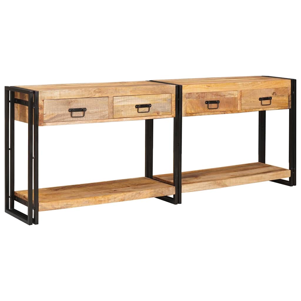 Konsolborde 2 stk. Brun 200 x 33 x 75 cm Massivt mangotræ