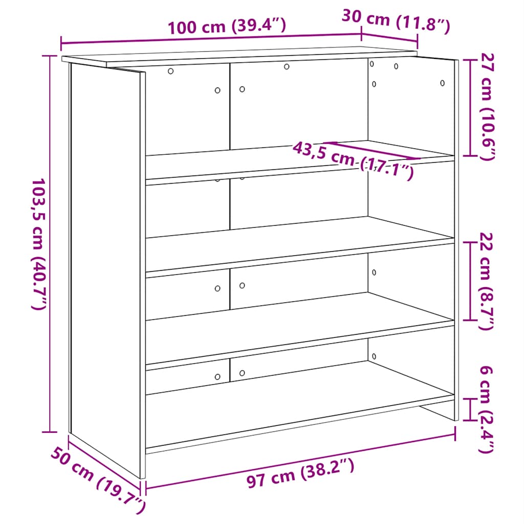 receptionsskranke grå sonoma 100x50x103,5 cm konstrueret træ
