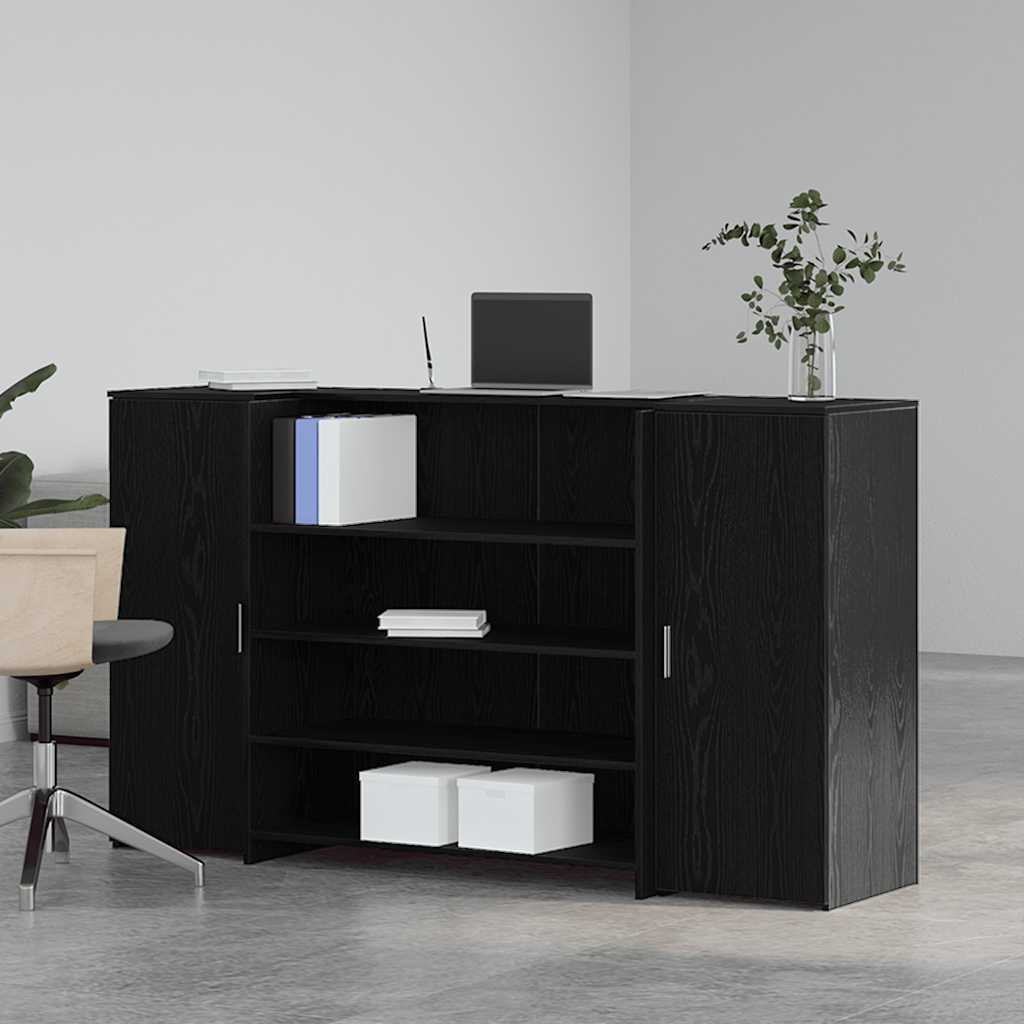receptionsdisk sort egetræ 180x50x103,5 cm konstrueret træ
