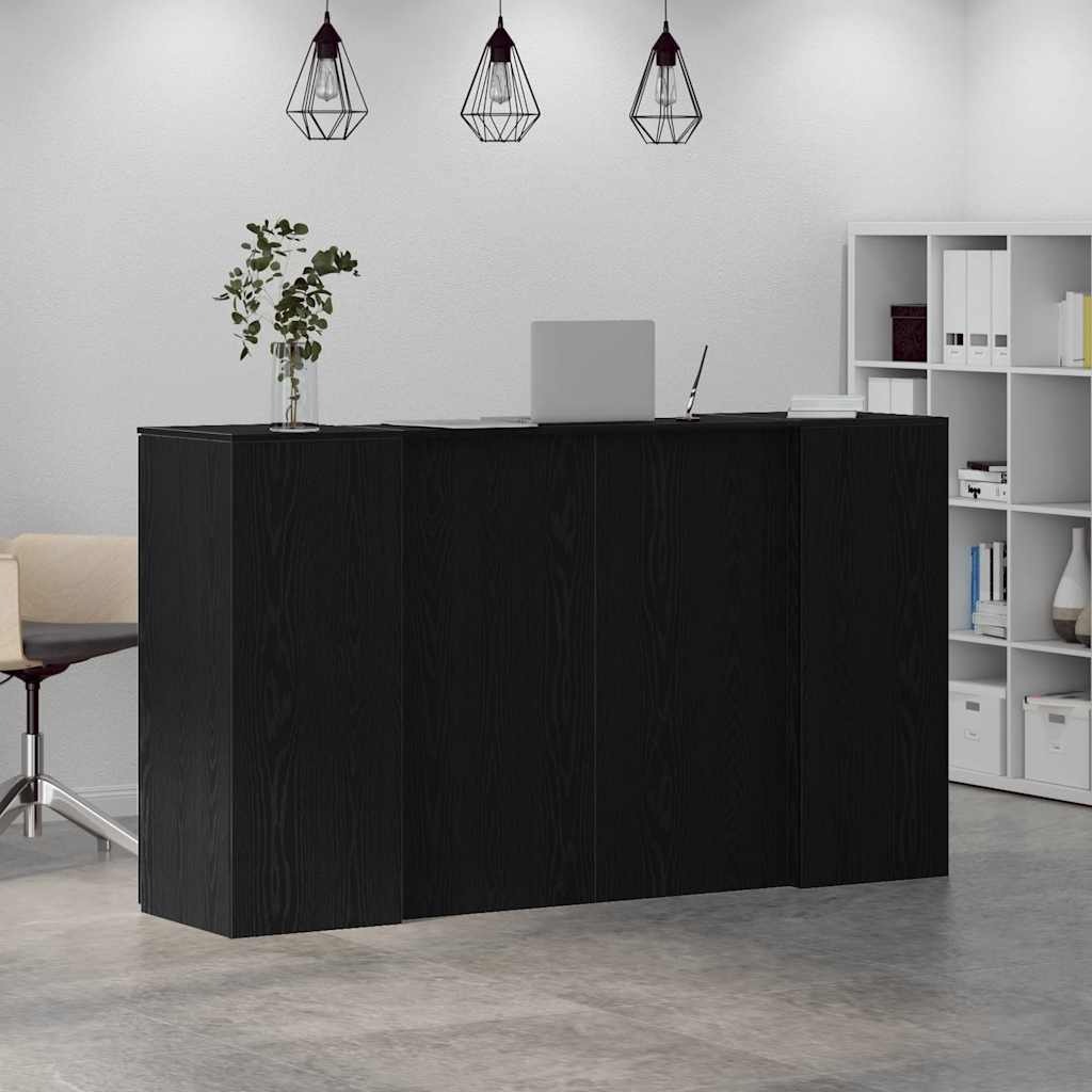 receptionsdisk sort egetræ 180x50x103,5 cm konstrueret træ