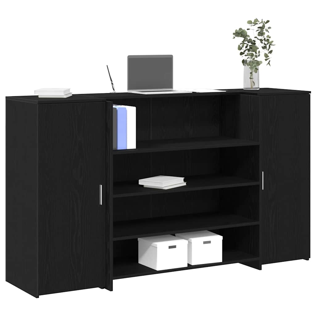 receptionsdisk sort egetræ 180x50x103,5 cm konstrueret træ