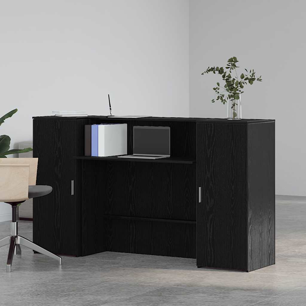 receptionsdisk sort egetræ 180x50x103,5 cm konstrueret træ