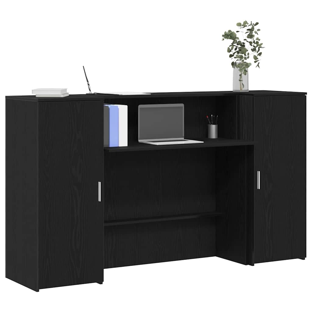 receptionsdisk sort egetræ 180x50x103,5 cm konstrueret træ
