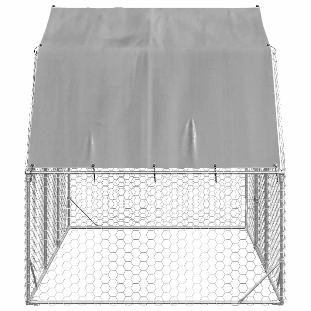 hønsegård med tag 2,5x2x2,25 m galvaniseret stål