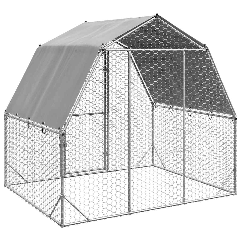 hønsegård med tag 2,5x2x2,25 m galvaniseret stål