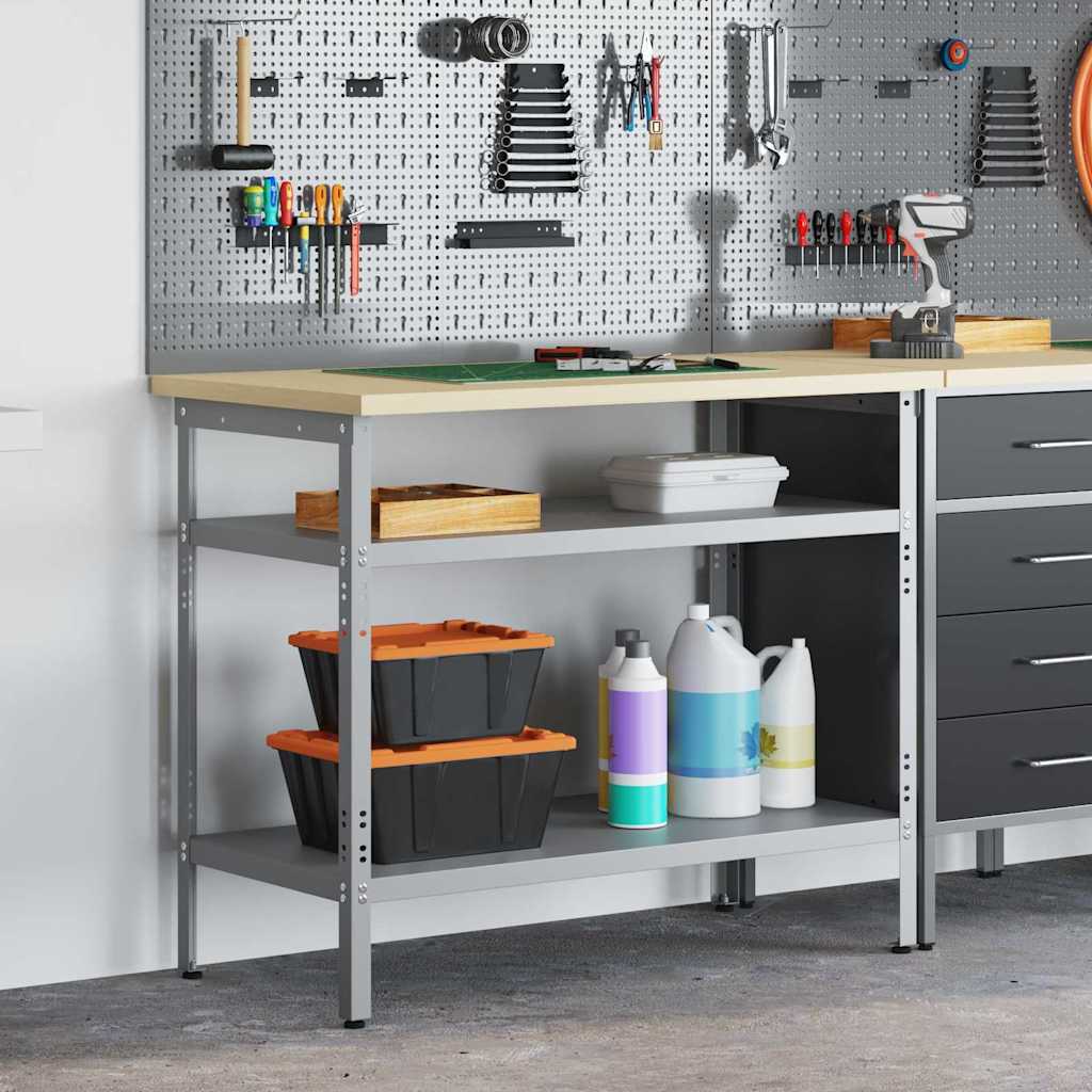 Arbejdsbord med hylde Grå og beige 100 x 55 x 85 cm Stål